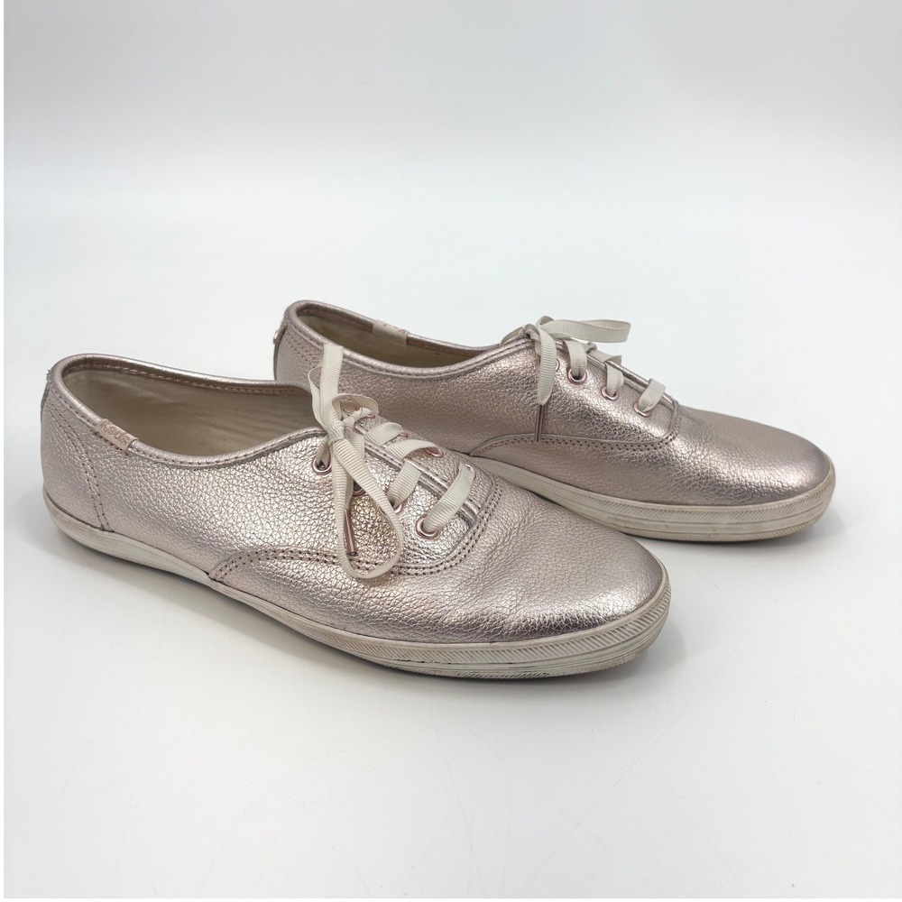 Keds x‎ Kate Spade Rose Gold Metallic Leather Champion Sneakers Womens Shoes 6.5